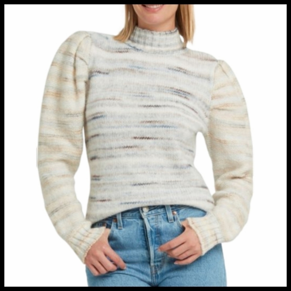 H HALSTON NWT Puff Sleeve Chunky Knit Sweater